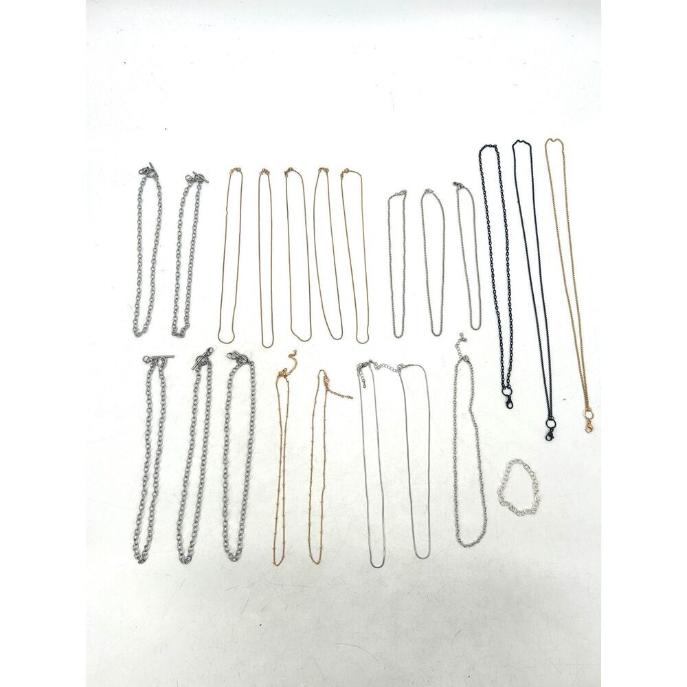 Lot Of 22 Necklaces For Jewelry Making Gold Silver Black Chain Necklace Crafts